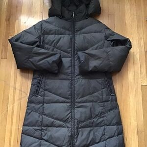 Searle Ladies Size Medium Solid Brown Long Puffer Jacket,Polyester/Duck/Down